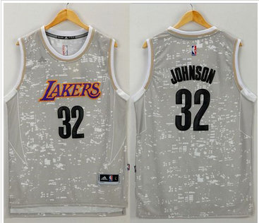 Los Angeles Lakers #32 Magic Johnson Grey City Light Stitched NBA Jersey