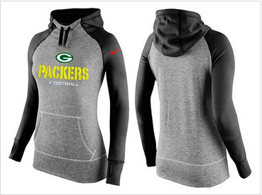 Women Nike Green Bay Packers Performance Hoodie Grey & Black Women Nike Green Bay Packers Performance Hoodie Grey & Black