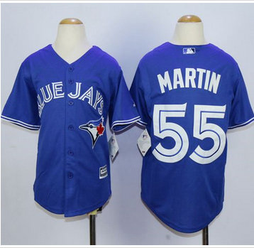 Youth Blue Jays #55 Russell Martin Blue Cool Base Stitched Baseball Jersey