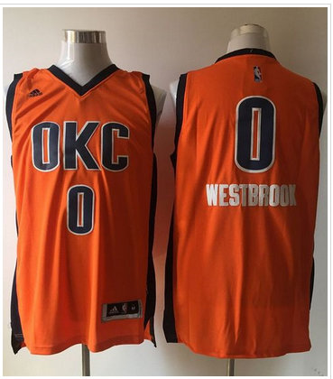 Oklahoma City Thunder #0 Russell Westbrook Orange Alternate Stitched NBA Jersey