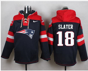 Nike New England Patriots #18 Matt Slater Navy Blue Player Pullover NFL Hoodie