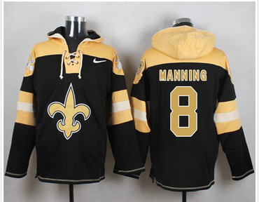 Nike New Orleans Saints #8 Archie Manning Black Player Pullover NFL Hoodie