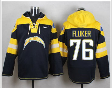Nike San Diego Chargers #76 D.J. Fluker Navy Blue Player Pullover NFL Hoodie