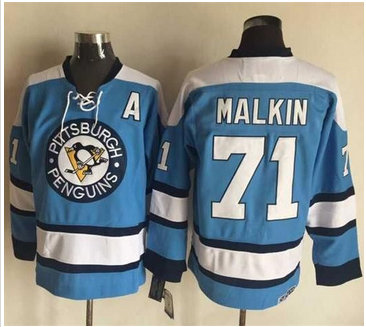 Pittsburgh Penguins #71 Evgeni Malkin Blue Alternate CCM Throwback Stitched NHL Jersey