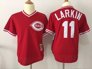 Cincinnati Reds #11 Barry Larkin Red Throwback Stitched MLB Jersey