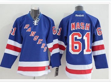 Youth NHL Rangers #61 Rick Nash Blue Home Stitched Jersey