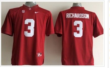 Youth NCAA Crimson Tide #3 Trent Richardson Red Stitched Jersey