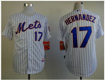 New York Mets #17 Keith Hernandez White(Blue Strip) Home Cool Base MLB Jersey