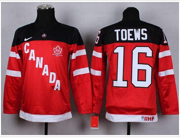Youth NHL Team Canada #16 Jonathan Toews Red 100th Anniversary Stitched Jersey