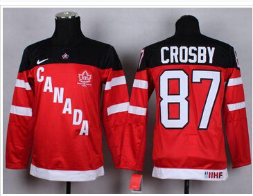 Youth NHL Team Canada #87 Sidney Crosby Red 100th Anniversary Stitched Jersey