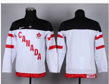 Youth NHL Team Canada Blank White 100th Anniversary Stitched Jersey