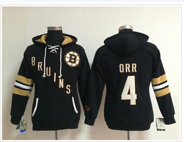 Women's Boston Bruins #4 Bobby Orr Black Old Time Heidi NHL Hoodie