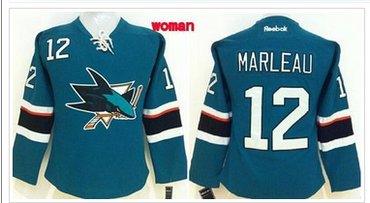 Women's Sharks #12 Patrick Marleau Teal Home Stitched NHL Jersey