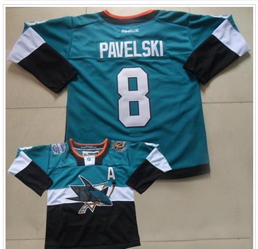 San Jose Sharks #8 Joe Pavelski Teal Black 2015 Stadium Series Stitched NHL Jersey
