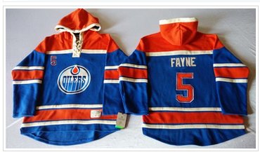 Edmonton Oilers #5 Mark Fayne Light Blue Sawyer Hooded Sweatshirt Stitched NHL Jersey