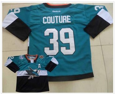San Jose Sharks #39 Logan Couture Teal Black 2015 Stadium Series Stitched NHL Jersey
