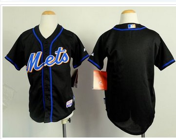 Youth MLB Mets Blank Black Cool Base Stitched Jersey