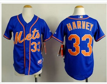 Youth MLB Mets #33 Matt Harvey Blue Alternate Home Cool Stitched Jersey