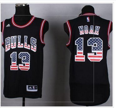Chicago Bulls #13 Joakim Noah Black USA Flag Fashion Stitched NBA Jersey