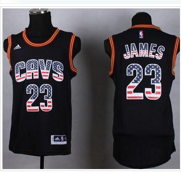 Cleveland Cavaliers #23 LeBron James Black USA Flag Fashion Stitched NBA Jersey
