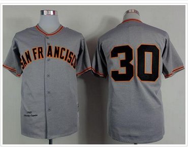 San Francisco Giants #30 Orlando Cepeda Grey(Mitchell And Ness 1962)Stitched Baseball Jersey