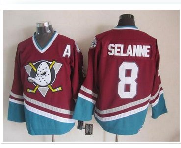 Anaheim Ducks #8 Teemu Selanne Red CCM Throwback Stitched NHL Jersey