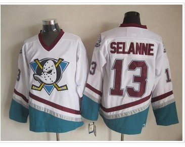 Anaheim Ducks #13 Teemu Selanne White CCM Throwback Stitched NHL Jersey