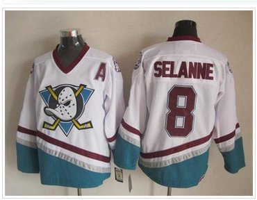 Anaheim Ducks #8 Teemu Selanne White CCM Throwback Stitched NHL Jersey Anaheim Ducks #8 Teemu Selanne White CCM Throwback Stitched NHL Jersey