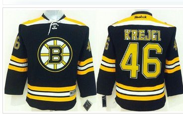 Youth NHL Bruins #46 David Krejci Black Stitched Jersey