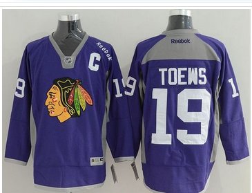 Chicago Blackhawks #19 Jonathan Toews Purple Hockey Fights Cancer Stitched NHL Jersey