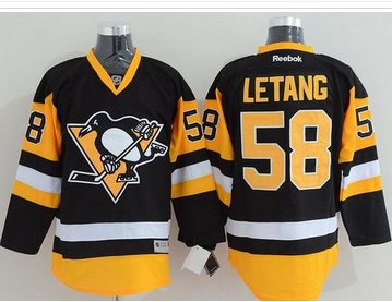 Pittsburgh Penguins #58 Kris Letang Black Alternate Stitched NHL Jersey