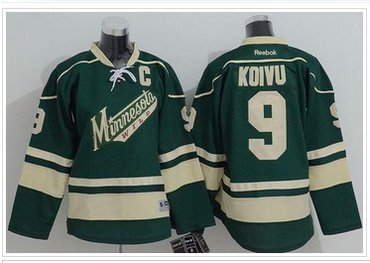 Youth NHL Minnesota Wild #9 Mikko Koivu Green Stitched Jersey