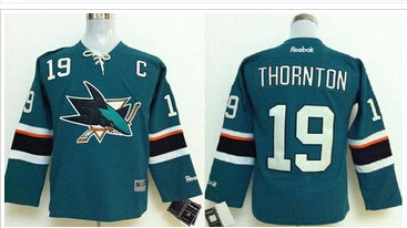 Youth NHL Sharks #19 Joe Thornton Green Stitched Jersey Youth NHL Sharks #19 Joe Thornton Green Stitched Jersey