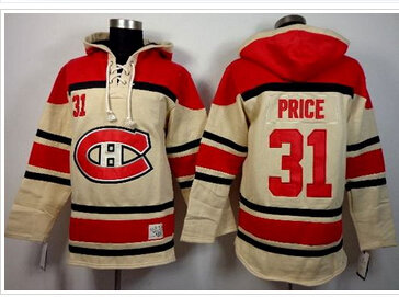 Montreal Canadiens #31 Carey Price Cream Sawyer Hooded Sweatshirt Stitched NHL Jersey