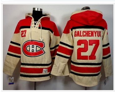 Montreal Canadiens #27 Alex Galchenyuk Cream Sawyer Hooded Sweatshirt Stitched NHL Jersey