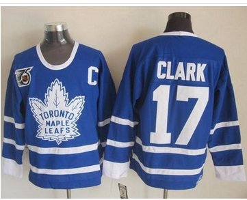 Toronto Maple Leafs #17 Wendel Clark Blue 75th CCM Throwback Stitched NHL Jersey