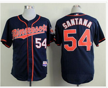 Minesota Twins #54 Ervin Santana Navy Blue Alternate Road Cool Base Stitched Baseball Jersey