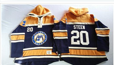St.Louis Blues #20 Alexander Steen Navy Blue Gold Sawyer Hooded Sweatshirt Stitched NHL Jersey