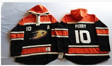 Anaheim Ducks #10 Corey Perry Black Sawyer Hooded Sweatshirt Stitched NHL Jersey