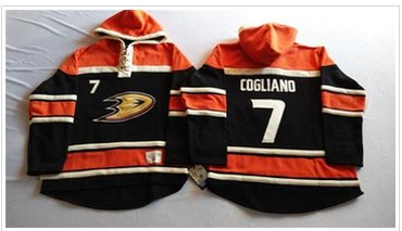 Anaheim Ducks #7 Andrew Cogliano Black Sawyer Hooded Sweatshirt Stitched NHL Jersey
