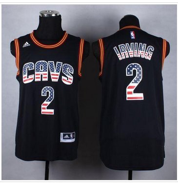 Cleveland Cavaliers #2 Kyrie Irving Black USA Flag Fashion Stitched NBA Jersey