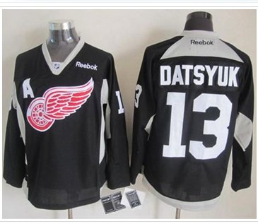 Detroit Red Wings #13 Pavel Datsyuk Black Practice Stitched NHL Jersey