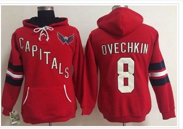 Women's Washington Capitals #8 Alex Ovechkin Red Old Time Heidi NHL Hoodie