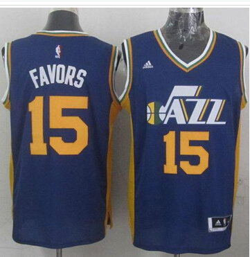 Revolution 30 Utah Jazz #15 Derrick Favors Navy Blue Stitched NBA Jersey