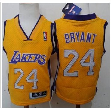 Toddler Lakers #24 Kobe Bryant Gold Stitched NBA Jersey