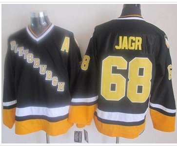 Pittsburgh Penguins #68 Jaromir Jagr BlackYellow CCM Throwback Stitched NHL Jersey