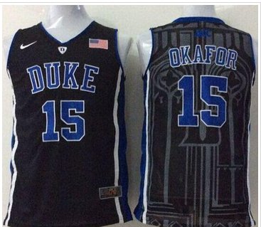 Blue Devils #15 Jahlil Okafor Black Basketball Stitched NCAA Jersey