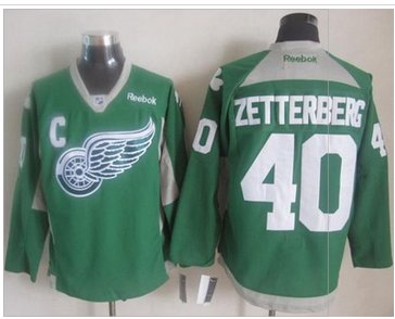 Detroit Red Wings #40 Henrik Zetterberg Green Practice Stitched NHL Jersey