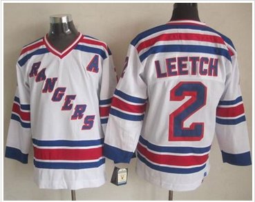 New York Rangers #2 Brian Leetch White CCM Throwback Stitched NHL Jersey