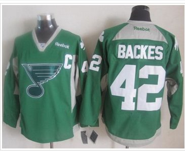 St. Louis Blues #42 David Backes Green Practice Stitched NHL Jersey